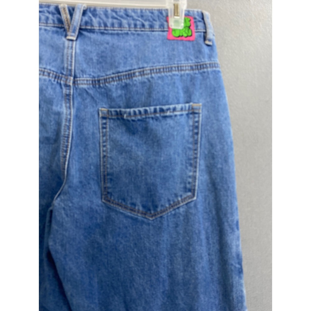 Empyre Womens Wide Leg Jeans Blue Medium Wash High Rise Panel Seam Streetwear - Picture 8 of 14